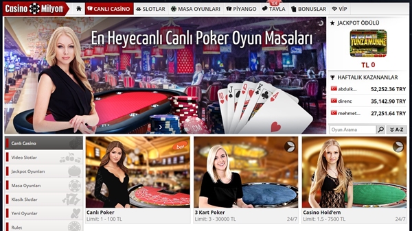 casinomilyon canli poker bölümü açılış sayfası